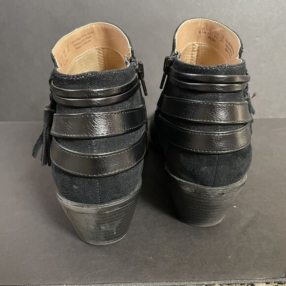 LifeStride Women's Paloma Ankle Booties Black Micro Suede Tassels Size 9.5M - Picture 4 of 7